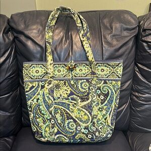 Vera Bradley Blue and Green Quilted Tote Bag